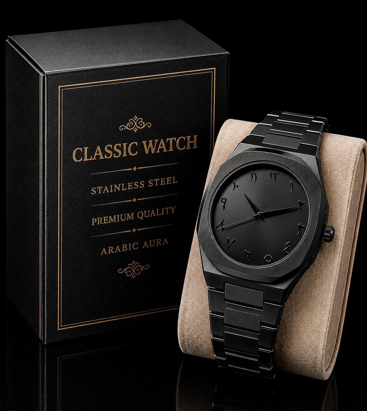 Arabic Aura Stainless Steel Analog