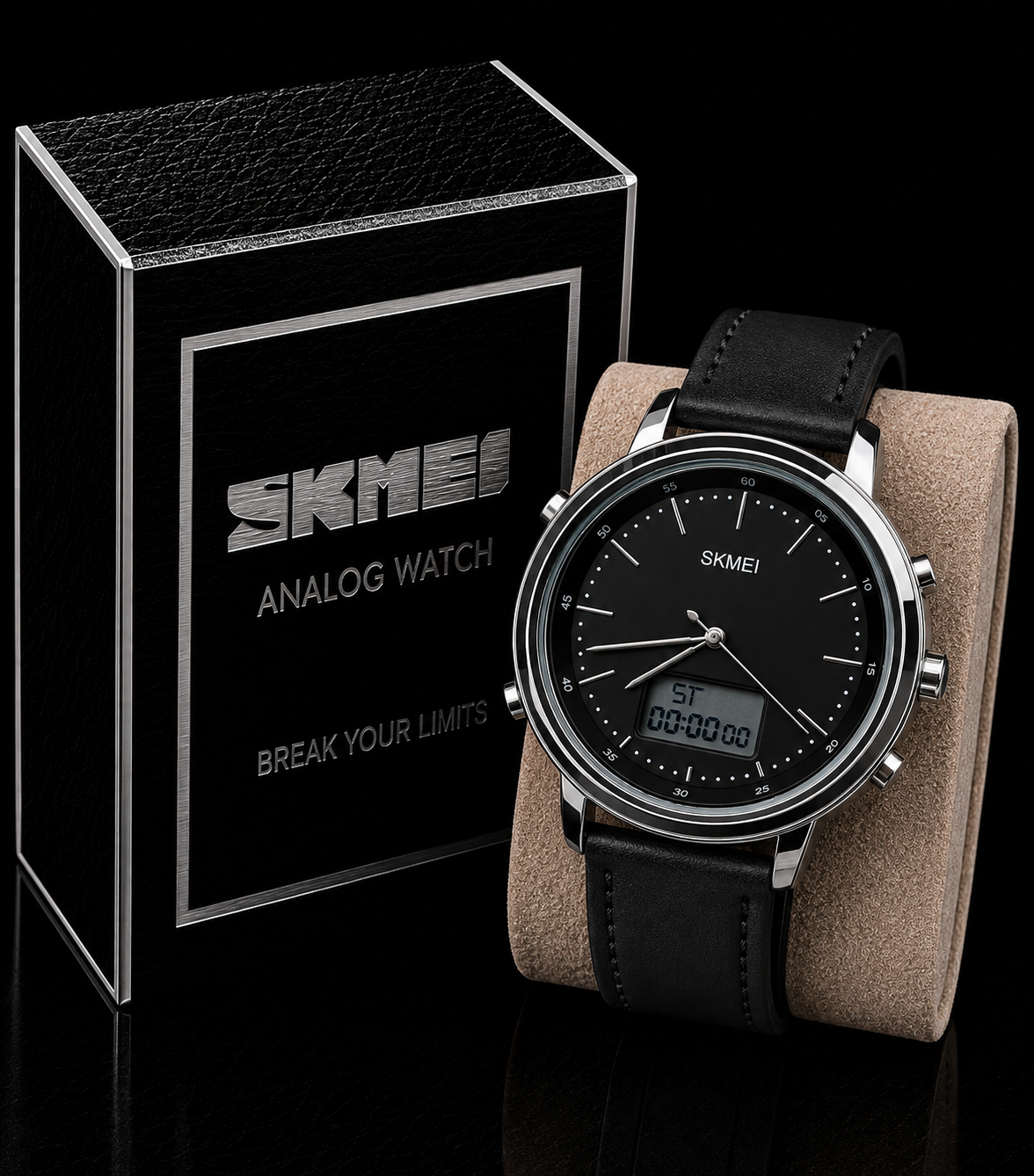 Skmei Dual Time Watch leather Belt 1652