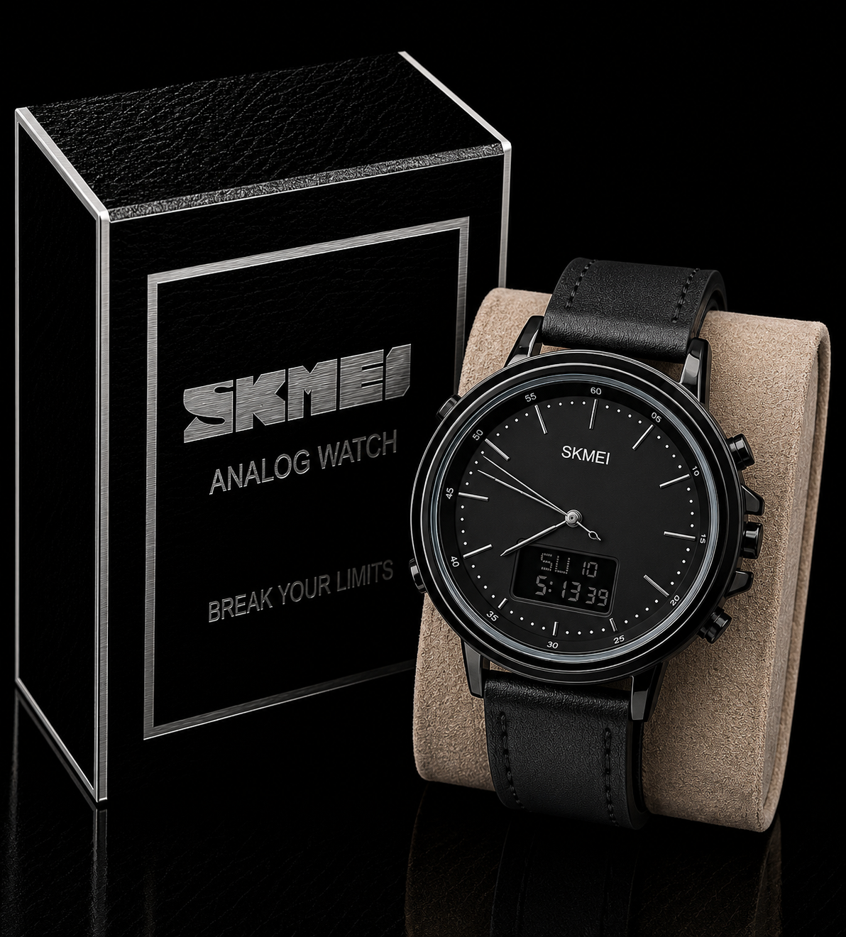 Skmei Dual Time Watch leather Belt 1652