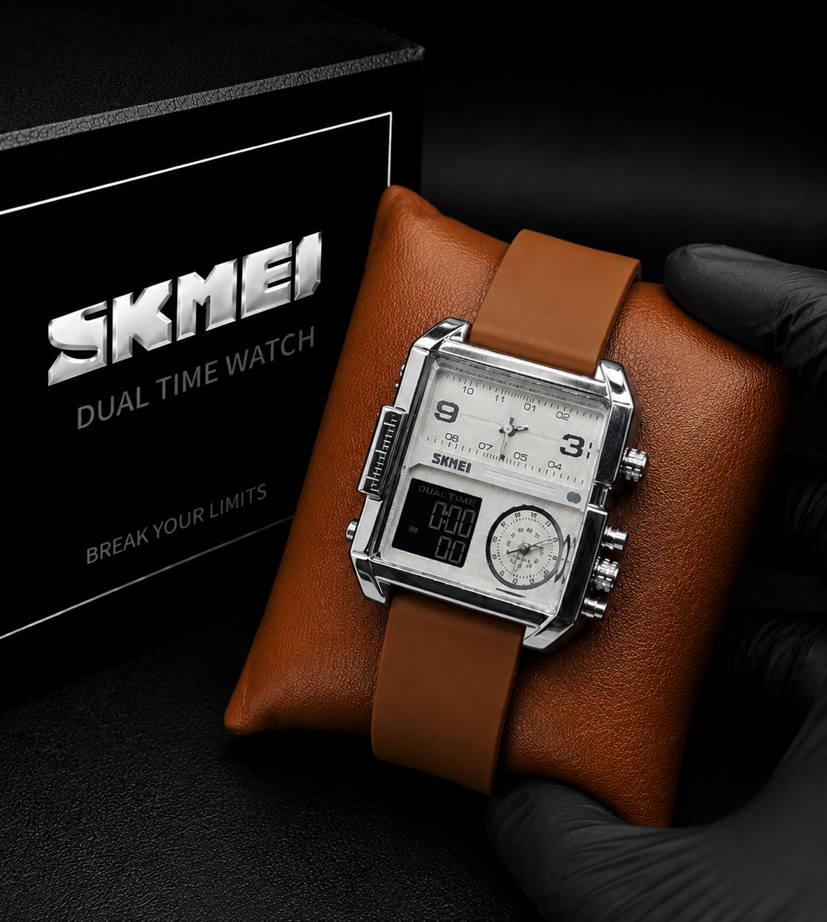 Skmei Triple Time Watch leather Belt 1584