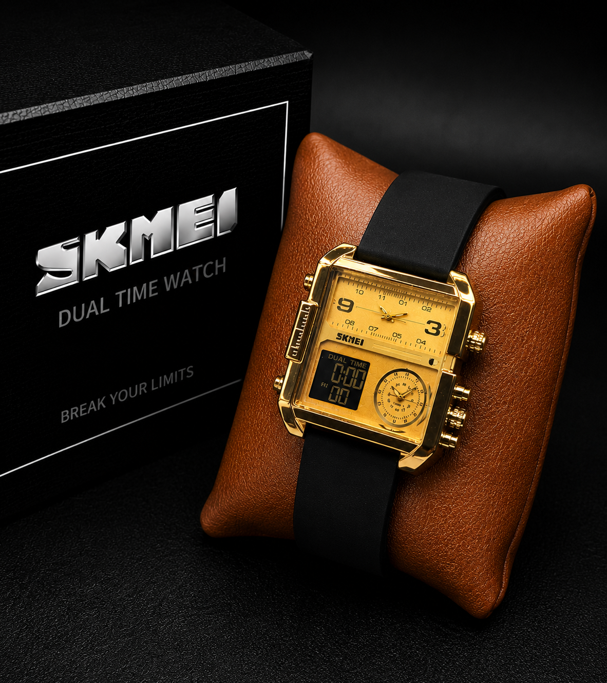 Skmei Triple Time Watch leather Belt 1584