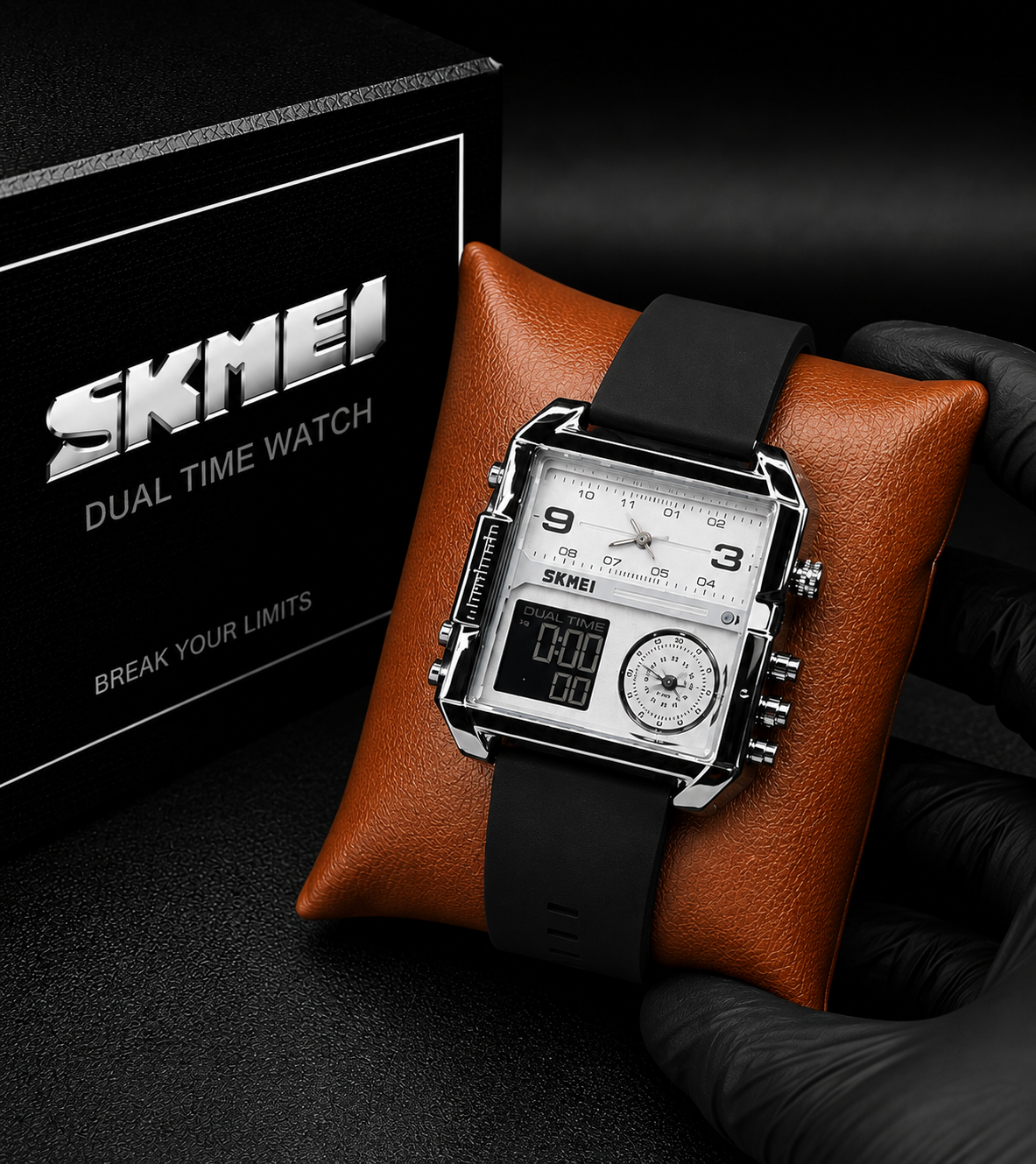 Skmei Triple Time Watch leather Belt 1584