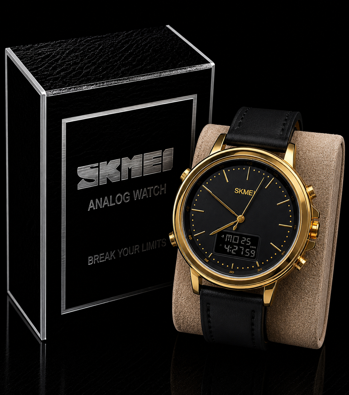 Skmei Dual Time Watch leather Belt 1652