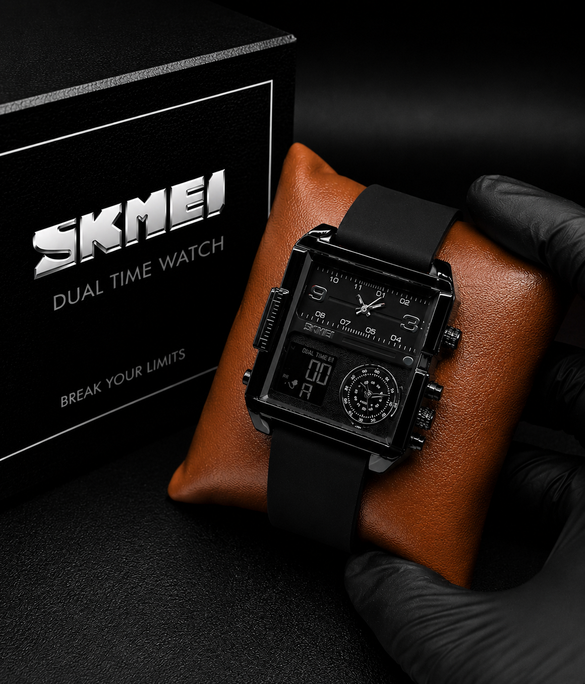Skmei Triple Time Watch leather Belt 1584