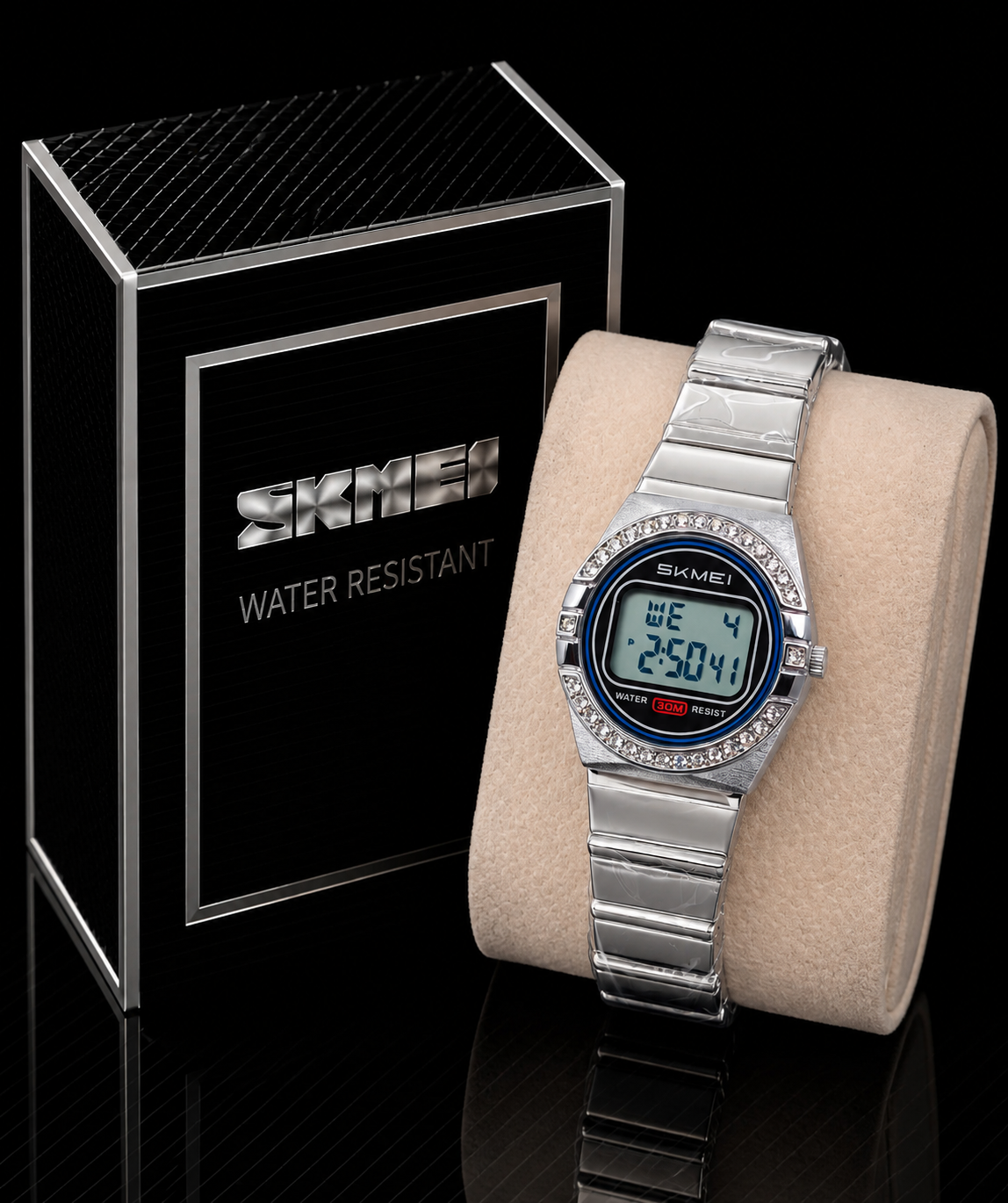 Skmei ladies Watch Stone Studded Digital Watch 2446